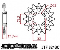 JT JTF824.14SC (sárkidobós kivitel) első lánckerék