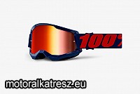 100% Strata2 kék védőszemüveg piros színű tükrös lencsével (cross/enduro/ATV/quad) 50028-00021