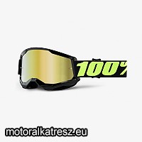 100% Strata2 fekete-uv védőszemüveg arany színű tükrös lencsével (cross/enduro/ATV/quad) 50028-00022