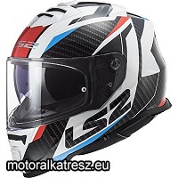 LS2 FF800 STORM RACER fehér-karbon-piros-kék sisak M (1 db)