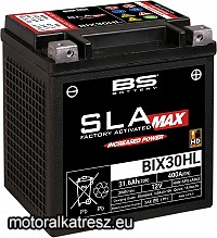 BS SLA MAX BIX30HL gyárilag zárt akkumulátor (360°-ban forgatható, emelt indítóáramú)