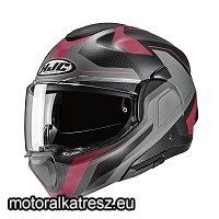 HJC F100 BIOS MC8SF fekete-szürke-bordó hátranyitható bukósisak S
