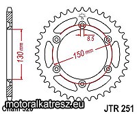 JT JTR251-50 hátsó lánckerék
