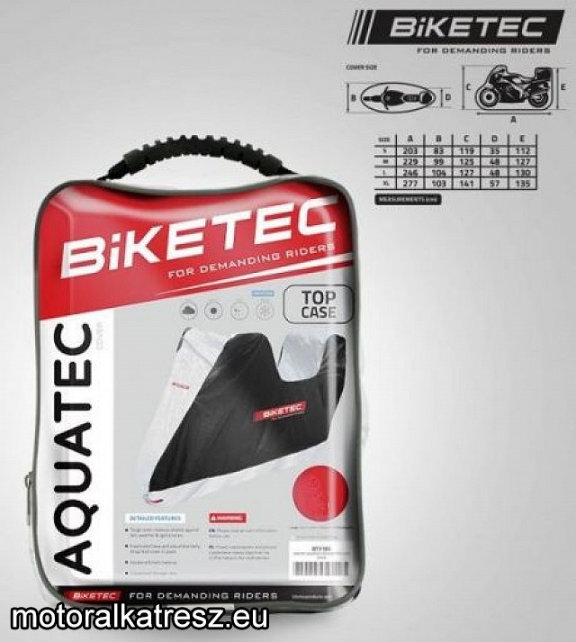 Biketec Aquatec kültéri vízálló M motortakaró ponyva hátsó dobozos motorokhoz BT3185